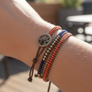 BOHO MULTI-COLOR BEADED WRAP BRACELET WITH PEACE SIGN PENDANT